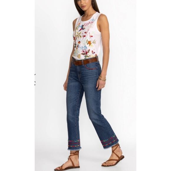 NWT Johnny Was Avery Cropped Baby Boot Mid Rise Slim Fit Jean 32 - Picture 1 of 16